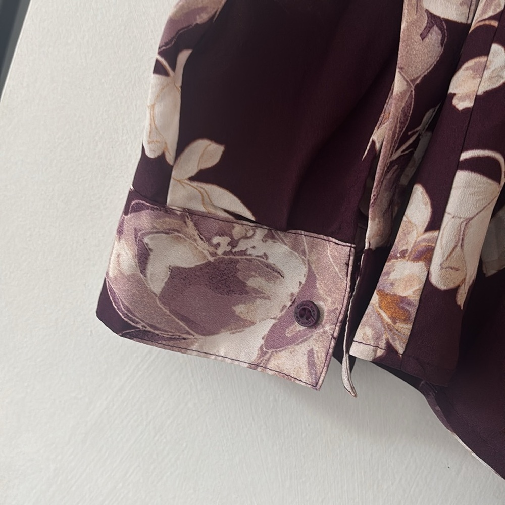 Calvin Klein Women's Floral Burgundy Blouse - Picture 3 of 6